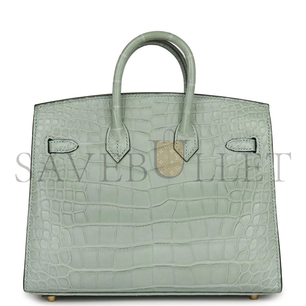 H**mes master birkin 20 crocodile leather mint green gold buckle h041350ck01 (20*15.5*11cm)